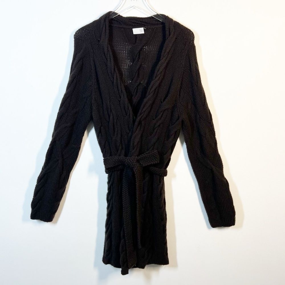 TSE Women’s Size Extra Large XL Brown Cashmere Cable Knit Long Line Cardigan